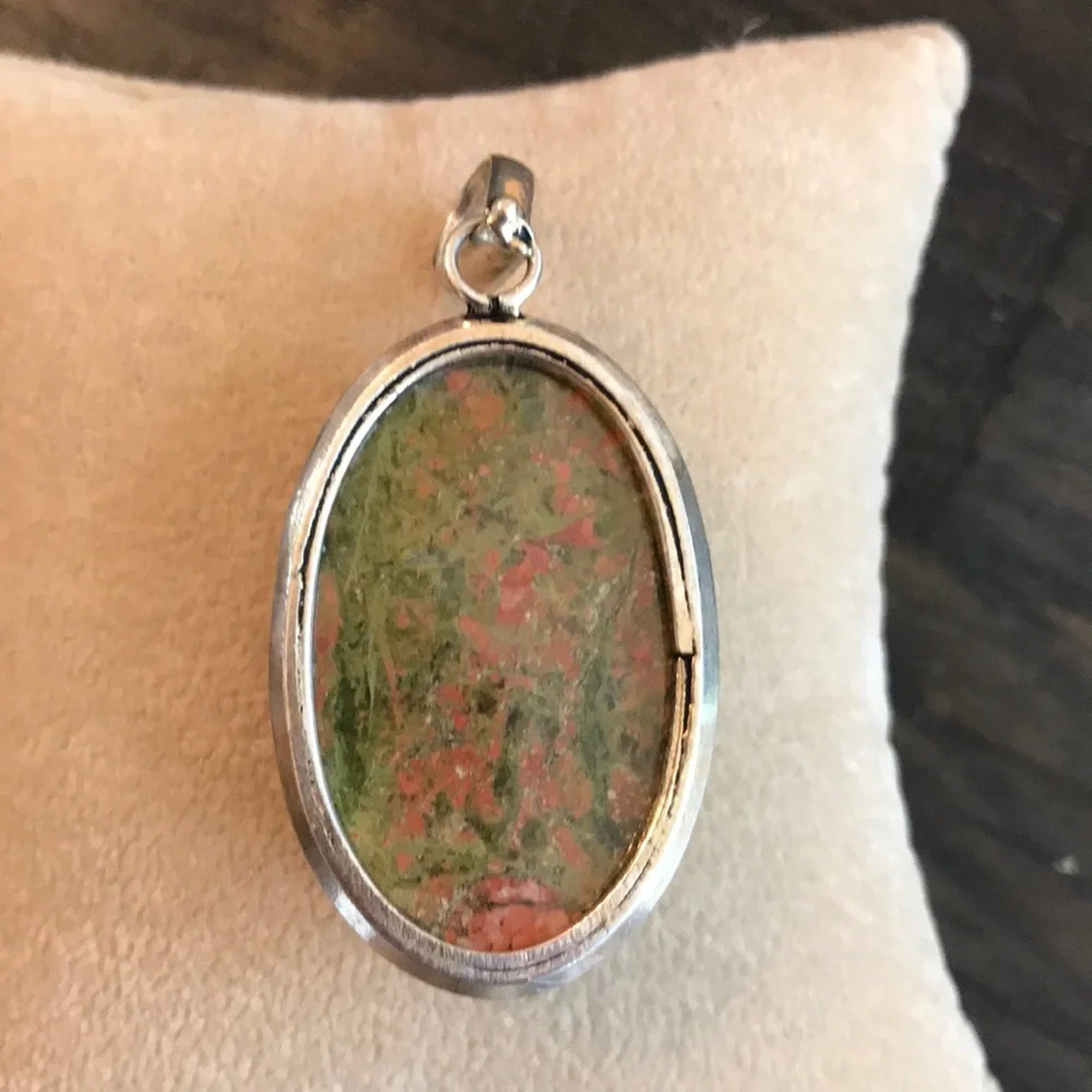 Silver & Unakite (Bad Habits Pendant) Pendant - Picture 5 of 13